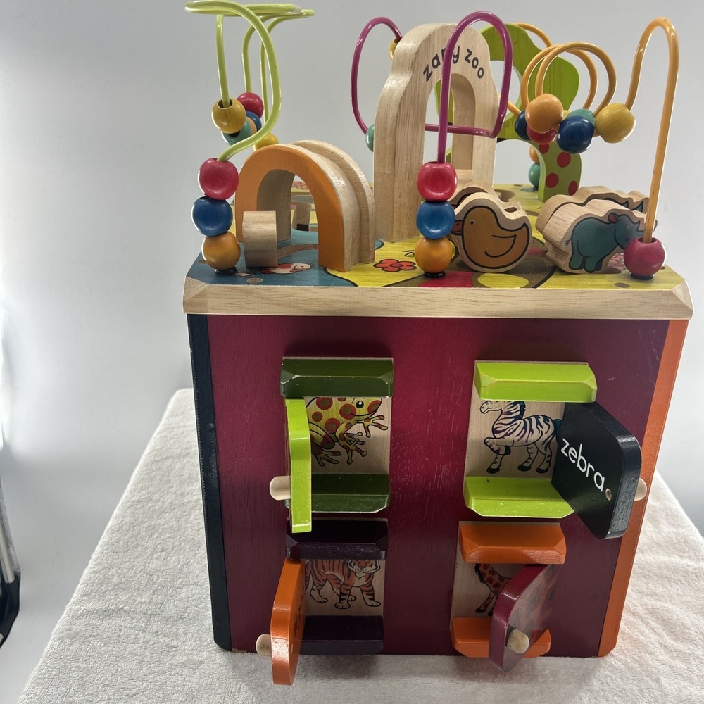 B. Toys Wooden Activity Zany Zoo Alpha Cube Toddler baby Toy